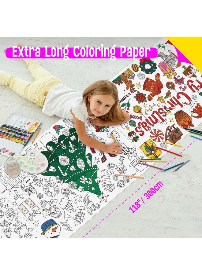 سبرايت جرو لفافة تلوين عيد الميلاد، ملصق تلوين كبير، ورق رسم لاصق بدون فوضى للأطفال الصغار، مقاس كبير 118 بوصة × 16 بوصة، لفافة رسم DIY للحوامل والهدايا والحفلات والجدران - Image 2