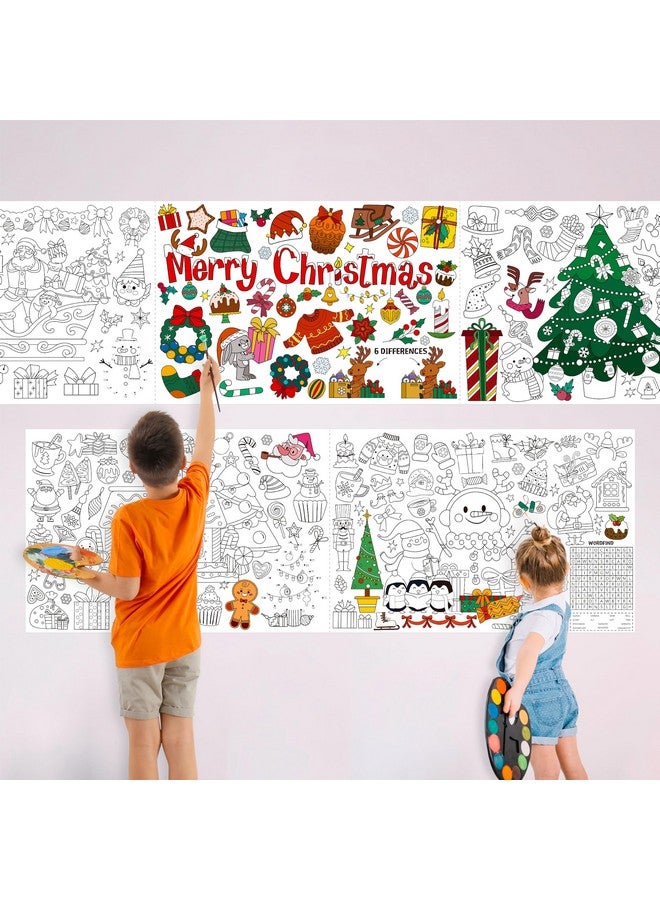 سبرايت جرو لفافة تلوين عيد الميلاد، ملصق تلوين كبير، ورق رسم لاصق بدون فوضى للأطفال الصغار، مقاس كبير 118 بوصة × 16 بوصة، لفافة رسم DIY للحوامل والهدايا والحفلات والجدران - Image 1