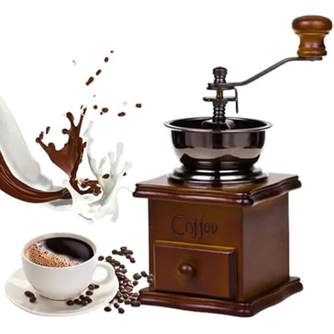 هالامودو مطحنة قهوة خشبية، مطحنة قهوة يدوية خشبية عتيقة الطراز، ضبط تروس قابل للتعديل، مطحنة قهوة مخروطية سيراميكية للمنزل والمكتب والسفر - Image 2