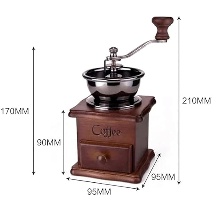 هالامودو مطحنة قهوة خشبية، مطحنة قهوة يدوية خشبية عتيقة الطراز، ضبط تروس قابل للتعديل، مطحنة قهوة مخروطية سيراميكية للمنزل والمكتب والسفر - Image 3