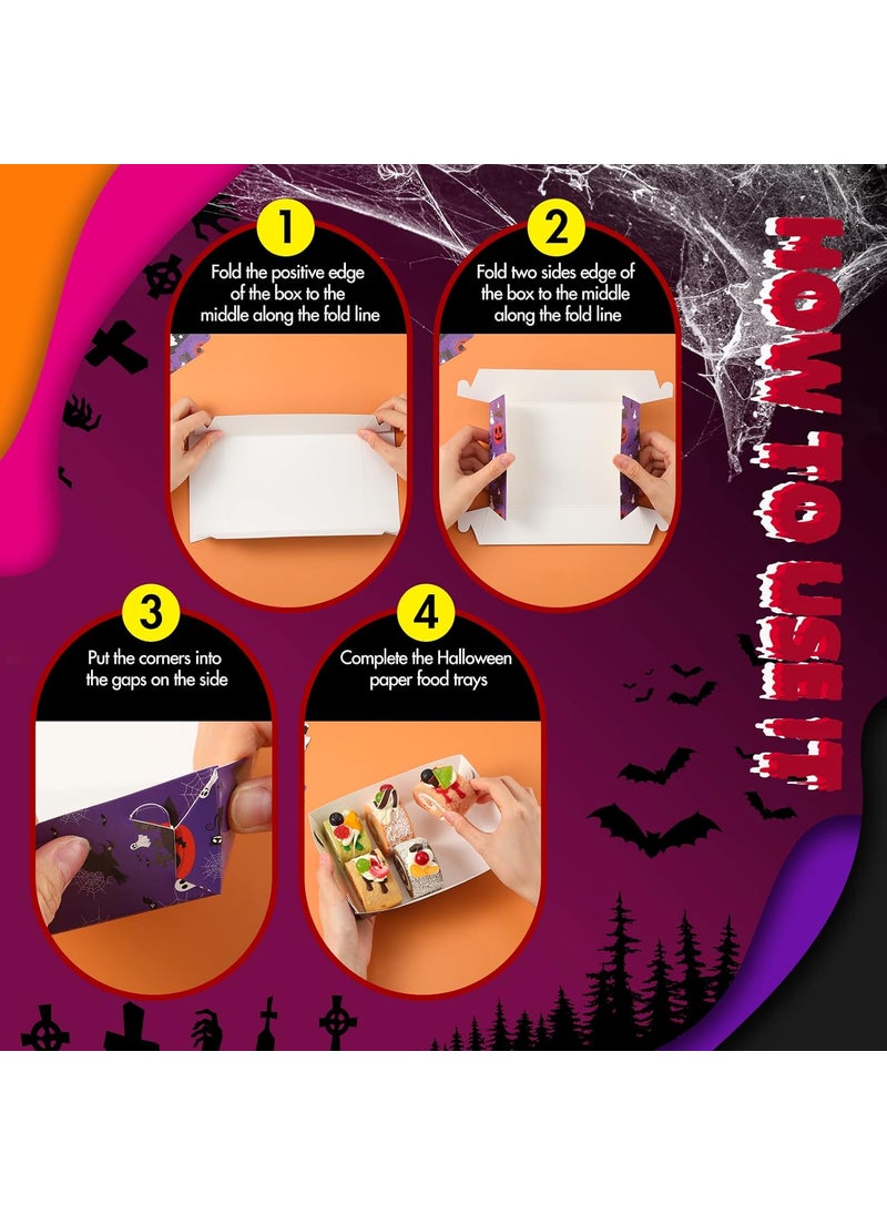 Nuenen Nuenen 120 Pieces Halloween Paper Food Trays Nacho Treat Snack Candy Holder Disposable Serving Trays for Halloween Decorations Treat Party Supplies63 x 43 x 16 Inches  - Image 4