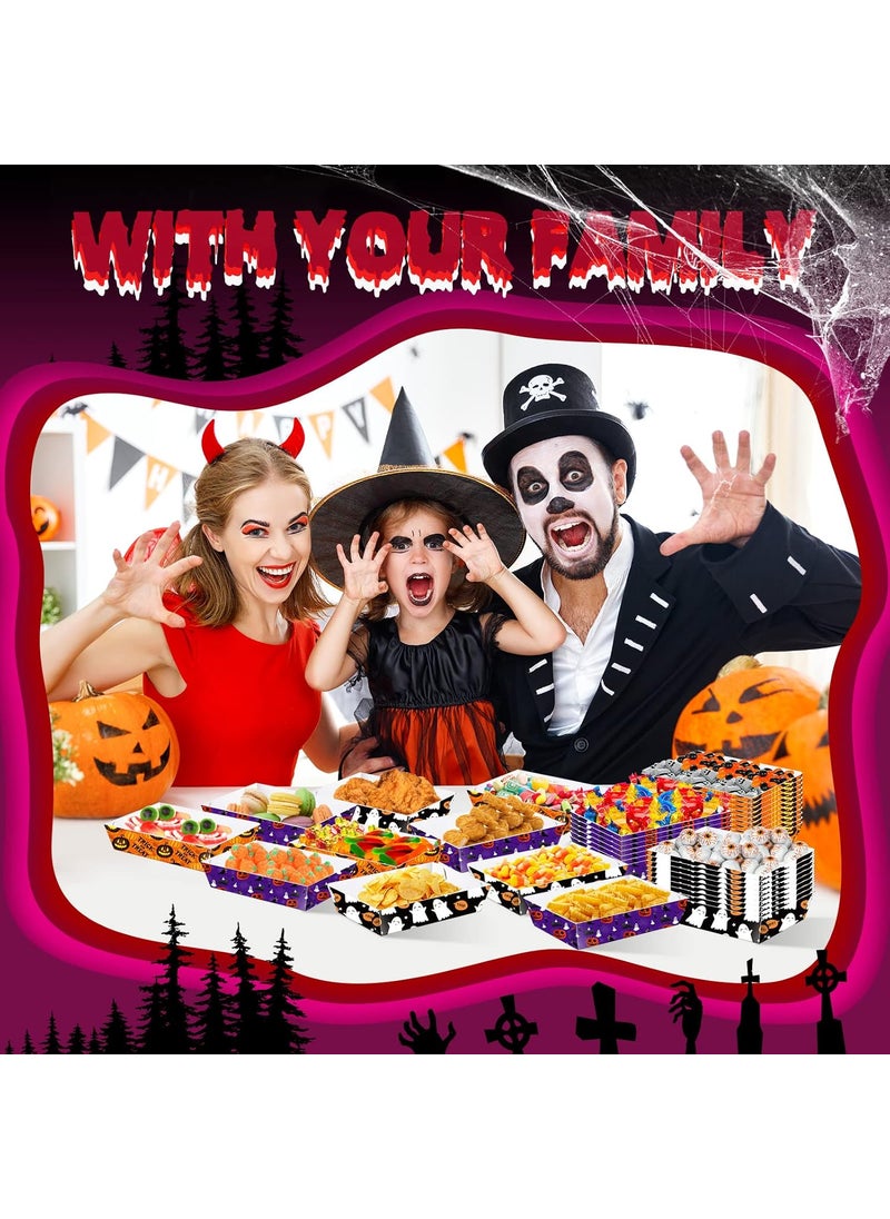 Nuenen Nuenen 120 Pieces Halloween Paper Food Trays Nacho Treat Snack Candy Holder Disposable Serving Trays for Halloween Decorations Treat Party Supplies63 x 43 x 16 Inches  - Image 2