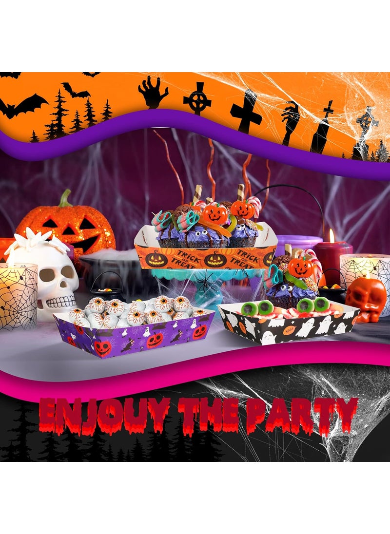Nuenen Nuenen 120 Pieces Halloween Paper Food Trays Nacho Treat Snack Candy Holder Disposable Serving Trays for Halloween Decorations Treat Party Supplies63 x 43 x 16 Inches  - Image 5