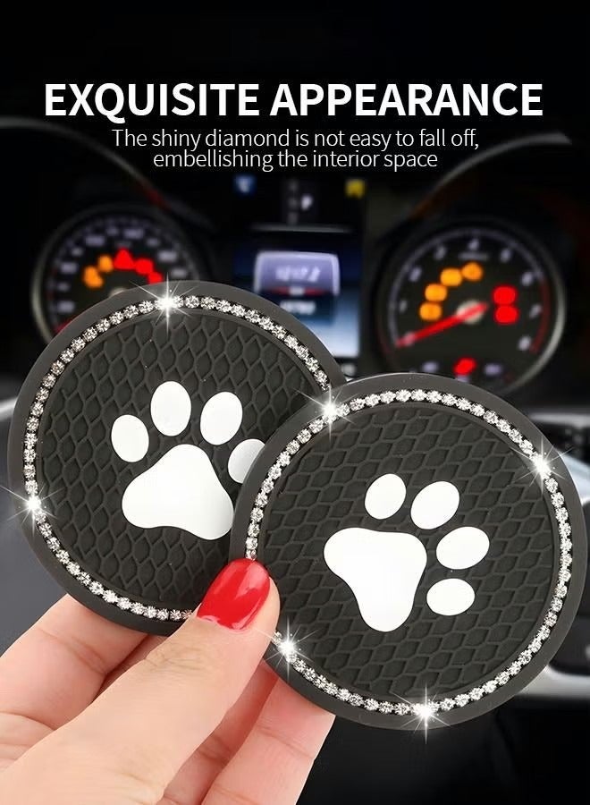 2 Pcs 7cm Bling Car Coasters,Car Interior Accessories,Universal Cup Holder Insert Coaster Anti Slip Crystal Vehicle Interior Accessories,PVC Anti-Slip Mat Fit for Car SUV Truck - Image 3