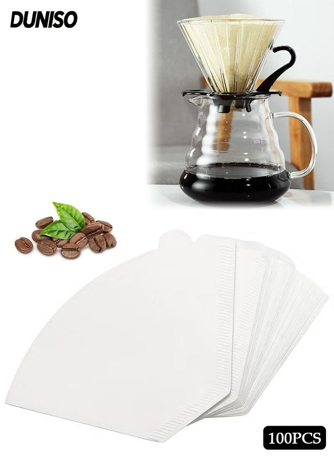 DUNISO 100 قطعة فلتر قهوة ورقي قابل للتصرف 1-2 كوب، ورق مخروط متوافق مع معظم فلاتر القهوة على شكل U - Image 1