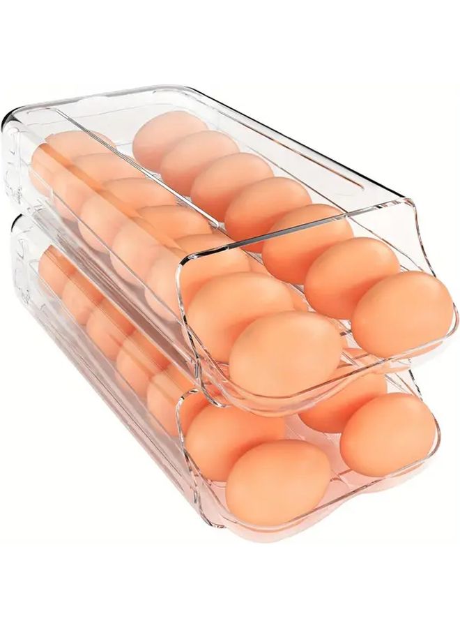 Clear Egg Holder For Fridge Stackable Organizer With Removable Inner Tray - Image 3