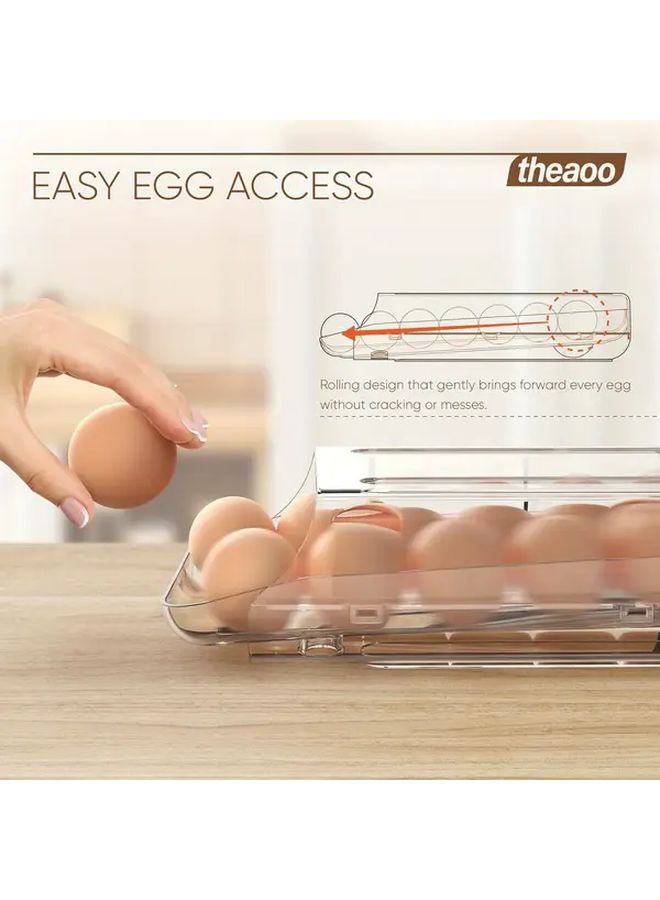 Clear Egg Holder For Fridge Stackable Organizer With Removable Inner Tray - Image 2