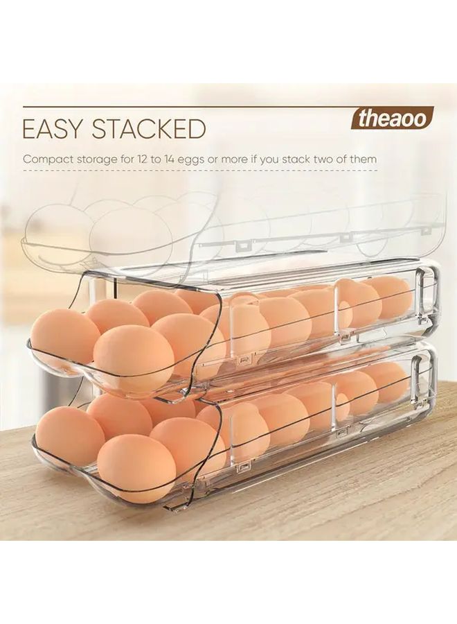 Clear Egg Holder For Fridge Stackable Organizer With Removable Inner Tray - Image 4