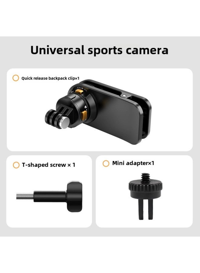 Generic Magnetic Backpack Clip Adaptable Camera Gopro360 Shadow Stone X4 Outdoor Live Shooting Mobile Phone Bracket-Color:Backpack Clip  + Mini Adapter (action Camera)  - Image 1