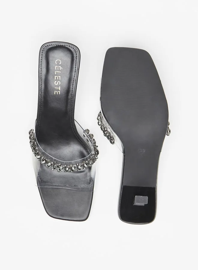 Celeste Women's Embellished Slip-On Sandals with Stilletto Heels