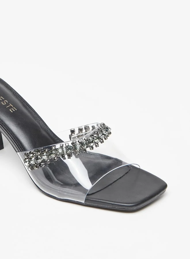Celeste Women's Embellished Slip-On Sandals with Stilletto Heels