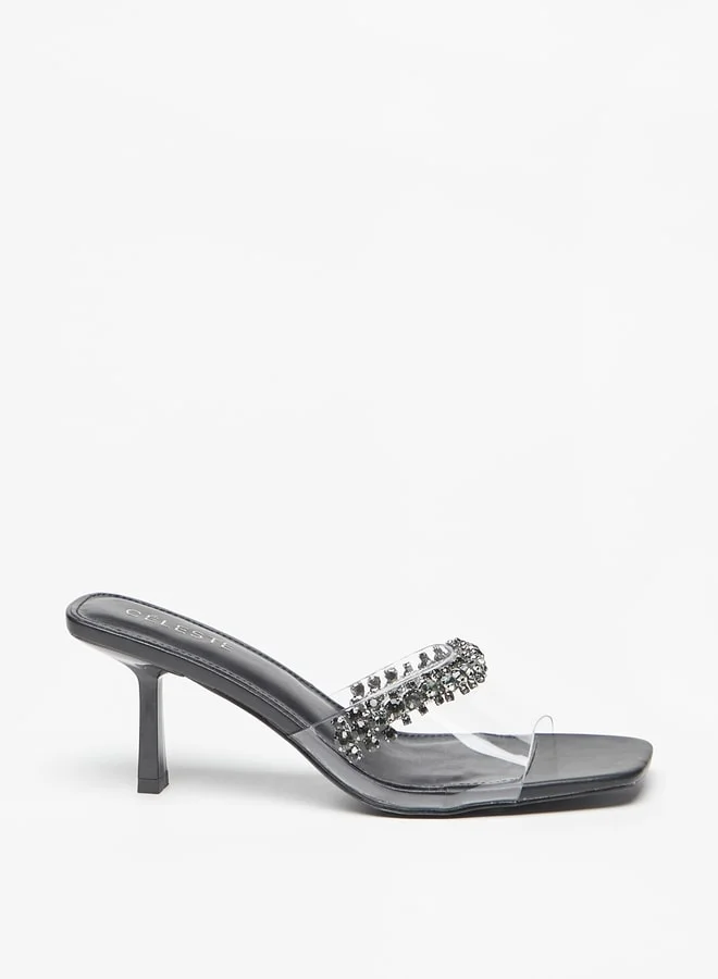 Celeste Women's Embellished Slip-On Sandals with Stilletto Heels