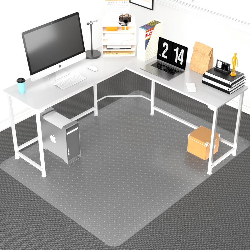 PHOUZIN Office Chair Mat for Carpeted Floor, 63"x51" Clear Desk Mat for Carpet Large Protector Floor Mat On Low Pile Carpets, Easy Glide Rolling Plastic Floor Mat, Computer Chair Mat for Home Office - Image 1