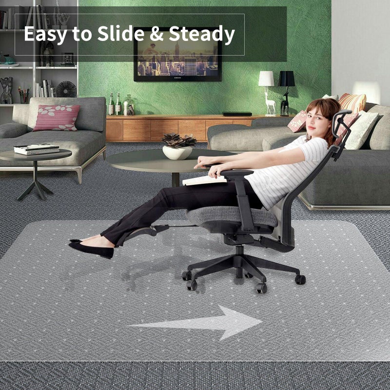 PHOUZIN Office Chair Mat for Carpeted Floor, 63"x51" Clear Desk Mat for Carpet Large Protector Floor Mat On Low Pile Carpets, Easy Glide Rolling Plastic Floor Mat, Computer Chair Mat for Home Office - Image 3