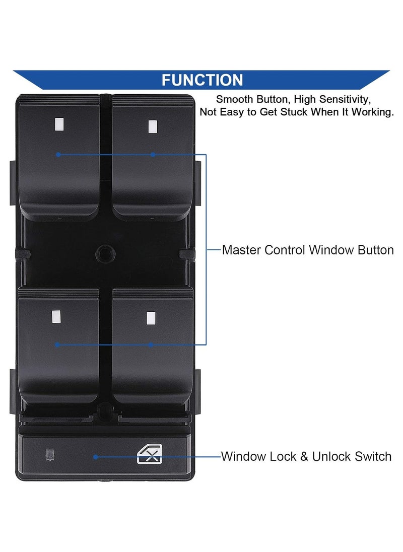 TLAXCA Driver Side Power Master Window Switch, Compatible with 2007-2013 Chevy Silverado Traverse HHR, GMC Sierra Yukon,Buick Enclave  Replace OE 20945129 25789692  - Image 3