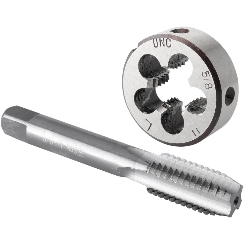 Burkit 5811 UNC Tap and Die Set Left Hand 58 x 11 UNC Machine Thread Tap and Round Die