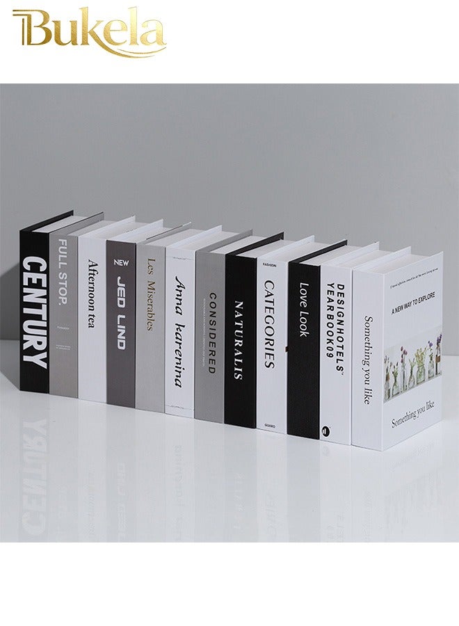 كيلا مجموعة كتب زخرفية مكونة من 12 قطعة من الكتب العصرية ذات الغلاف المقوى لتزيين طاولة البار والمكتب والمنزل، تحتاج إلى تجميع، لون رمادي فاتح - Image 1