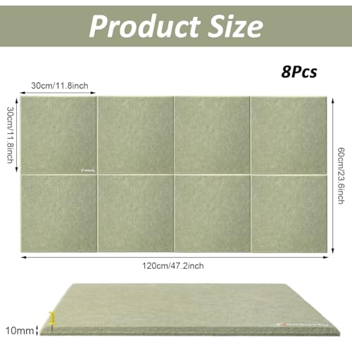Climberty® 8 Pcs Felt Bulletin Board Tiles 30x30cm Self Adhesive Soft Boards for Wall, Soundproof Blanket Pin Board with 50 Pushpins for Notes Photos Decor (Teal Green) - Image 2
