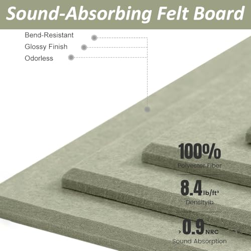 Climberty® 8 Pcs Felt Bulletin Board Tiles 30x30cm Self Adhesive Soft Boards for Wall, Soundproof Blanket Pin Board with 50 Pushpins for Notes Photos Decor (Teal Green) - Image 5