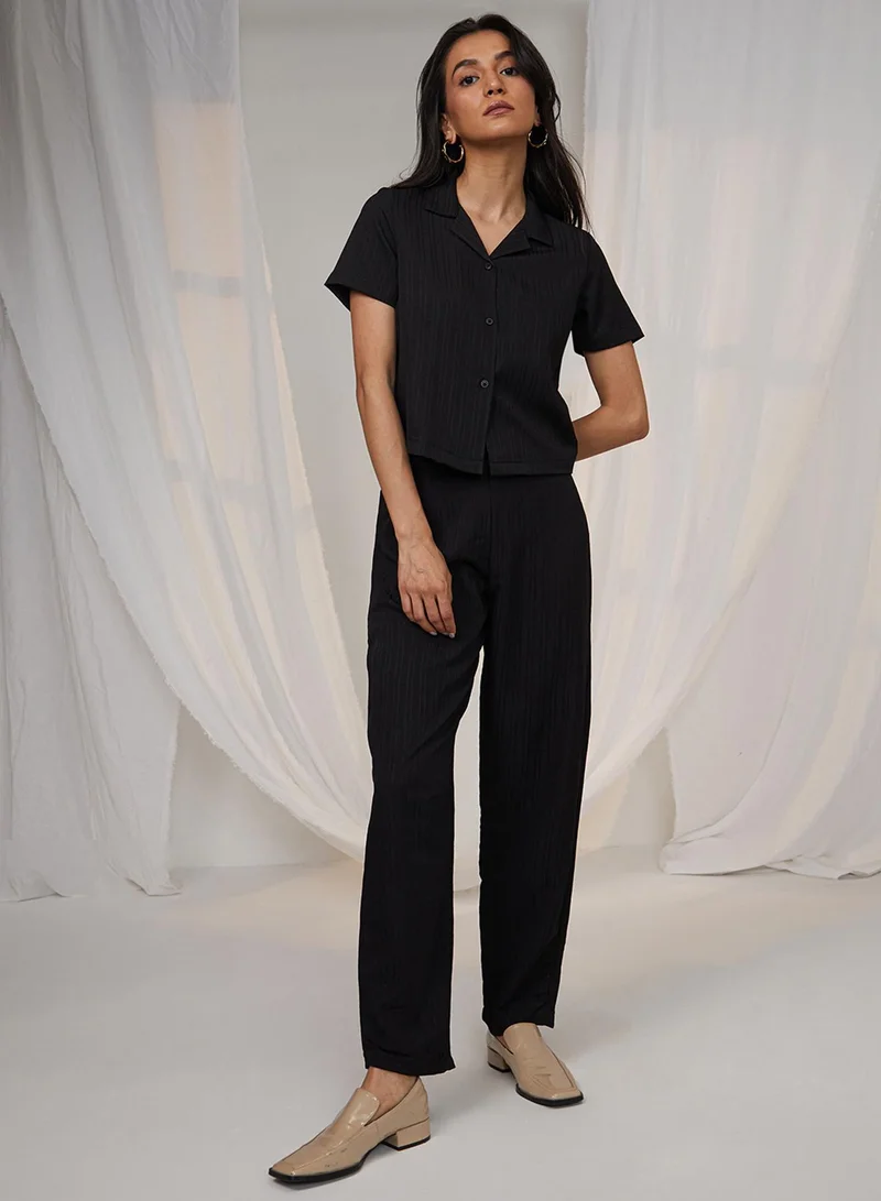 PINACOLADA Women's Midnight Black Textured Co-Ord Set