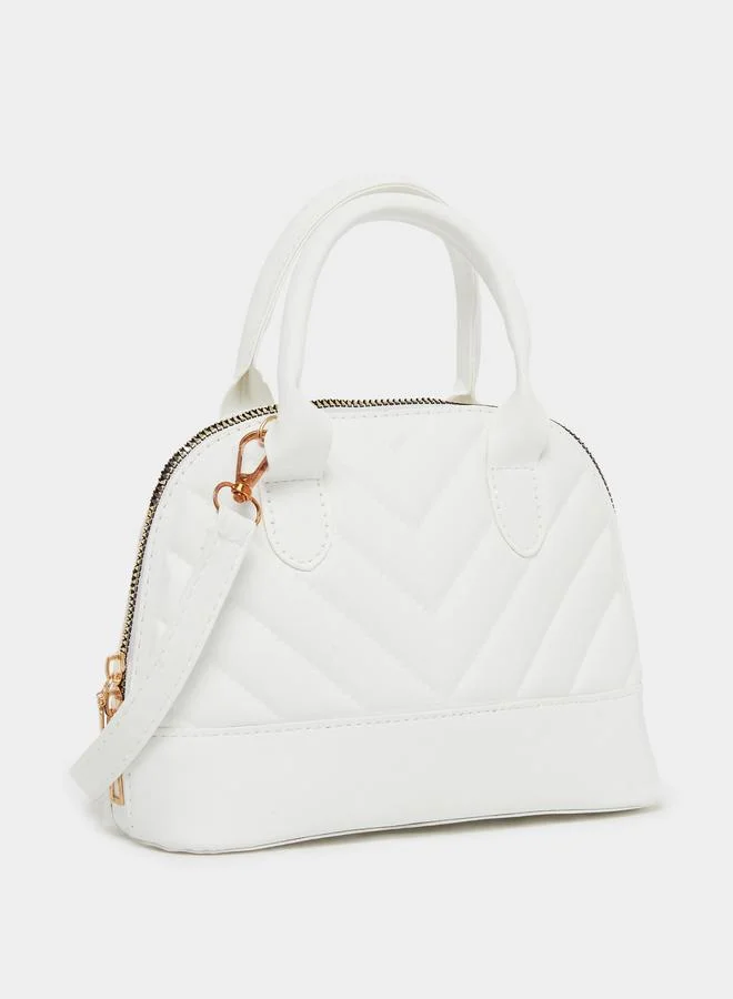 Styli Women White V Quilted Look Handbag
