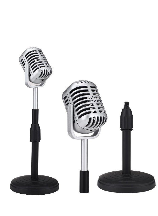 Desktop Microphone Prop Model, with Adjustable Stand, Classic Retro Style Microphone Prop Decor for Party Decoration Costume Role Play Game Night - Image 4
