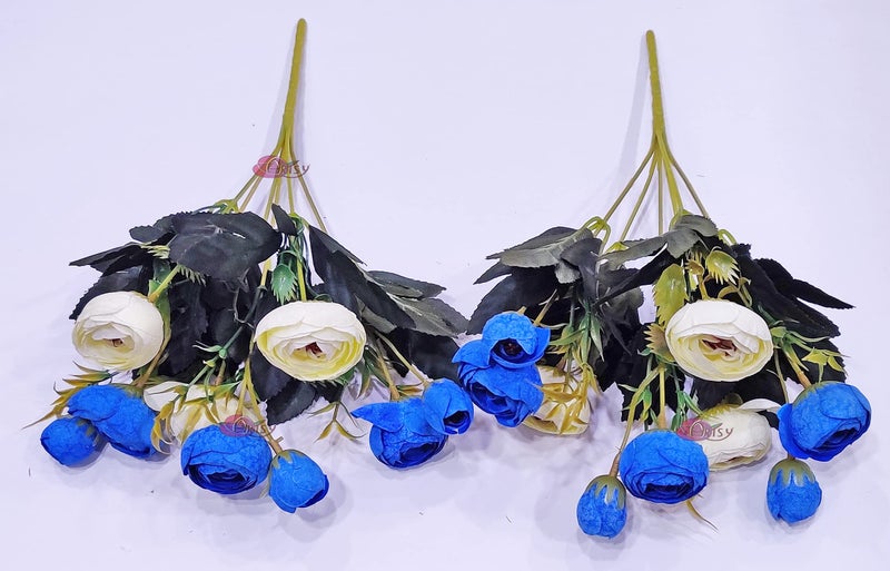 ARTSY Artificial Flowers for Vase Home Decoration Small Size Rose Bunch Combo (Pack of Two) Dry Cut Finish | VASE NOT Included | - Image 2