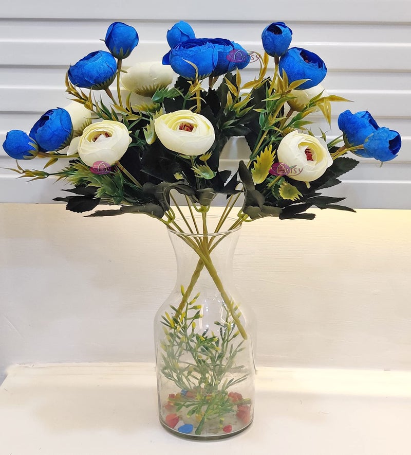 ARTSY Artificial Flowers for Vase Home Decoration Small Size Rose Bunch Combo (Pack of Two) Dry Cut Finish | VASE NOT Included | - Image 1