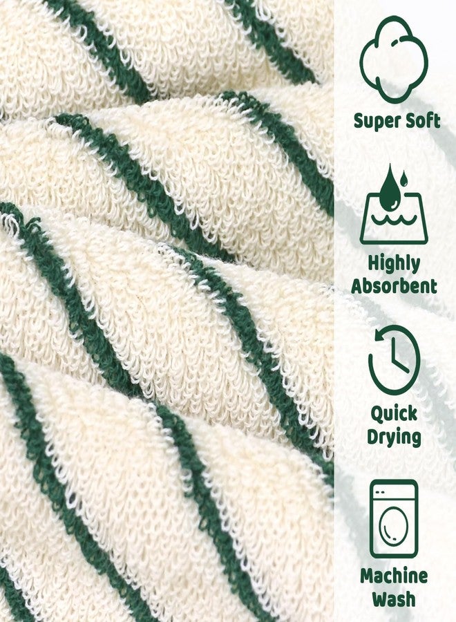 Jacquotha Striped Cotton Washcloths 4 Pack, 13” x 13” - Soft Wash Cloths for Bathroom, Kitchen, Gym, Face, Green and Cream - Image 4