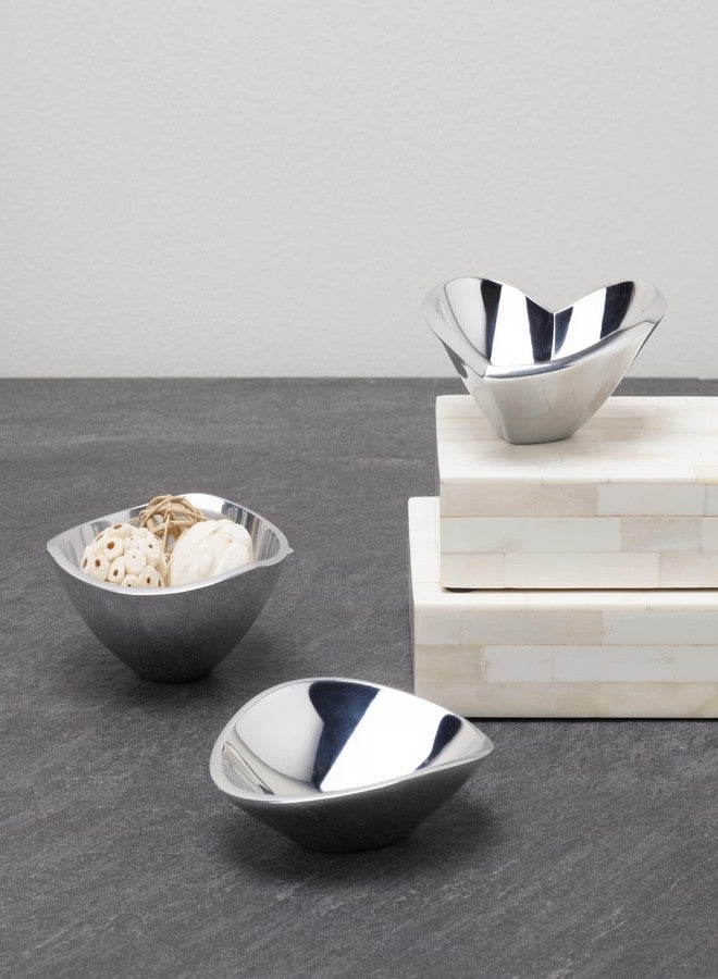 Nambe Nambé Mini Bowls - Set of 3 Alloy Accent Dishes, 4.5-5” Butterfly, Tri-Corner & Amore Designs - Decorative Catchall & Tabletop Décor & Sculptural Metal Dishware & Serving & Gift Set - Image 3