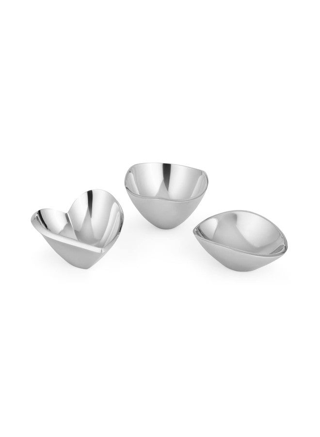Nambe Nambé Mini Bowls - Set of 3 Alloy Accent Dishes, 4.5-5” Butterfly, Tri-Corner & Amore Designs - Decorative Catchall & Tabletop Décor & Sculptural Metal Dishware & Serving & Gift Set - Image 1