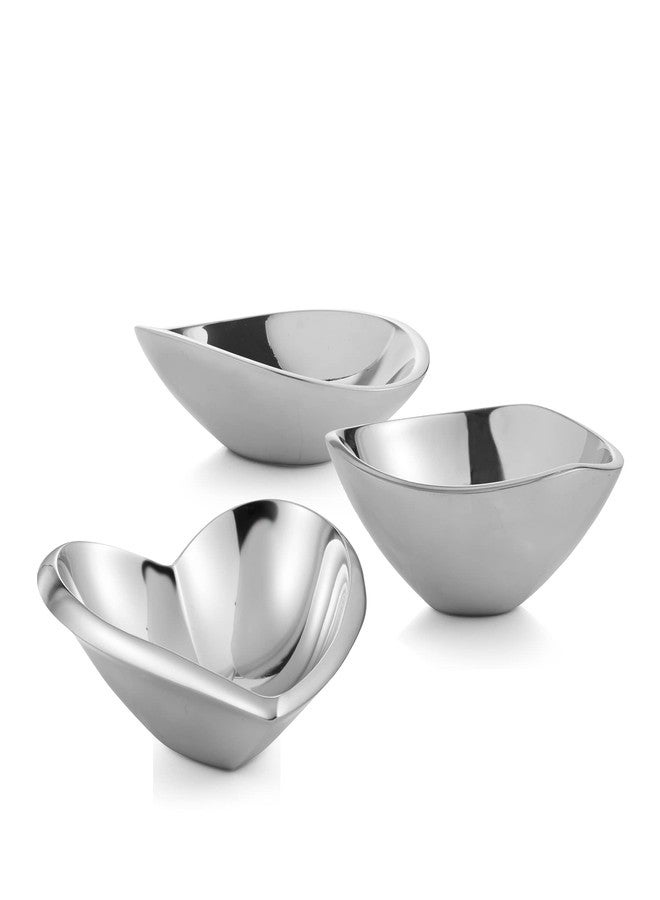 Nambe Nambé Mini Bowls - Set of 3 Alloy Accent Dishes, 4.5-5” Butterfly, Tri-Corner & Amore Designs - Decorative Catchall & Tabletop Décor & Sculptural Metal Dishware & Serving & Gift Set - Image 2