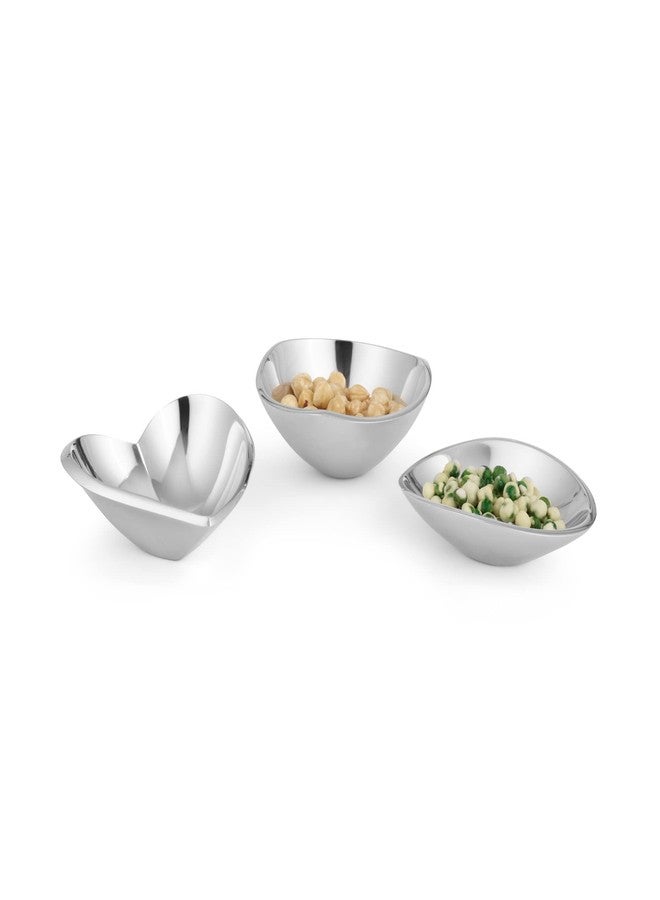 Nambe Nambé Mini Bowls - Set of 3 Alloy Accent Dishes, 4.5-5” Butterfly, Tri-Corner & Amore Designs - Decorative Catchall & Tabletop Décor & Sculptural Metal Dishware & Serving & Gift Set - Image 4