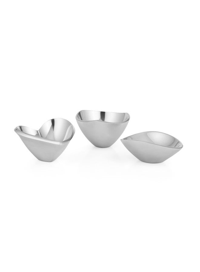Nambe Nambé Mini Bowls - Set of 3 Alloy Accent Dishes, 4.5-5” Butterfly, Tri-Corner & Amore Designs - Decorative Catchall & Tabletop Décor & Sculptural Metal Dishware & Serving & Gift Set - Image 5