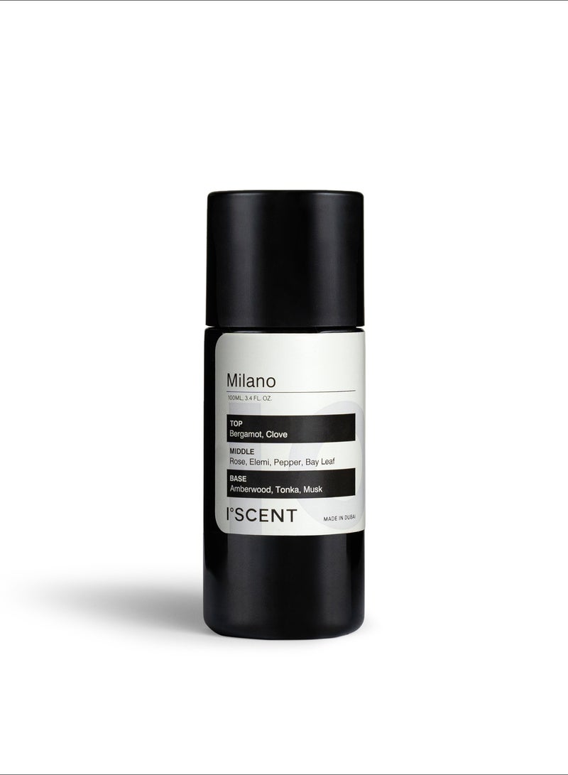 ISCENT | Milano – Oil Refill for Ensō Diffuser -100ml | Home Fragrance Oil with Bergamot, Clove, Rose, Pepper & Amberwood | Citrus Spice, Elegant Florals & Warm Woody Musk - Image 1