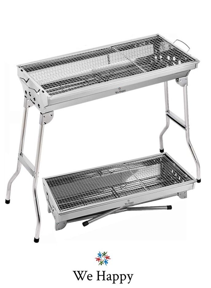 وي هابي 6 قطع محمولة من الفولاذ المقاوم للصدأ قابلة للطي شواية فحم خارجية ، مثالية للتخييم والنزهات وأسهل في الحمل - Image 2