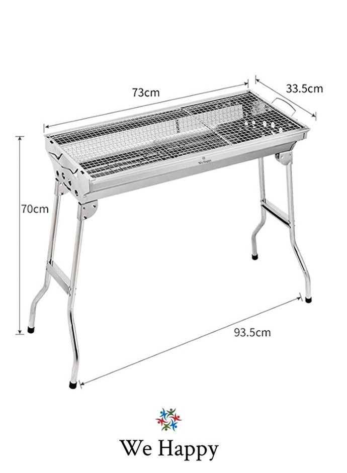 وي هابي 6 قطع محمولة من الفولاذ المقاوم للصدأ قابلة للطي شواية فحم خارجية ، مثالية للتخييم والنزهات وأسهل في الحمل - Image 3