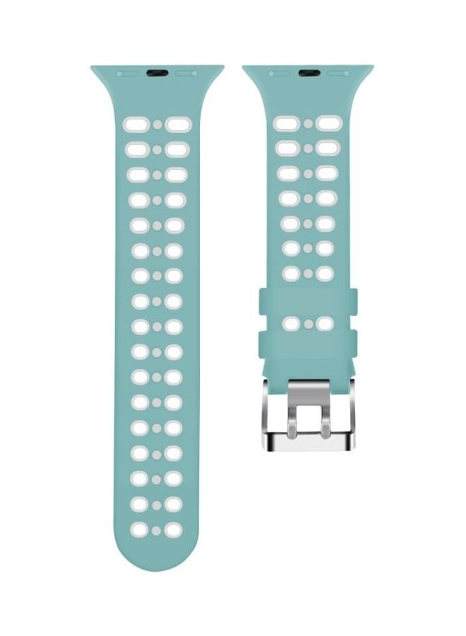 HuHa Two-colour Silicone Replacement Strap Band For Apple Watch Series 7/6/SE/5/4/3/2/1 38/40/41mm Green/White - Image 3