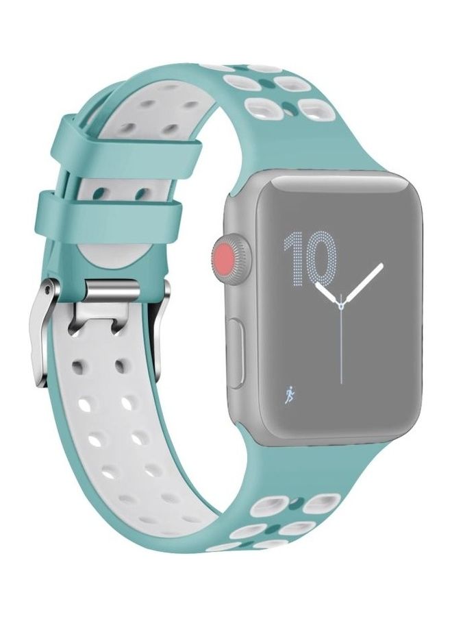 HuHa Two-colour Silicone Replacement Strap Band For Apple Watch Series 7/6/SE/5/4/3/2/1 38/40/41mm Green/White - Image 1