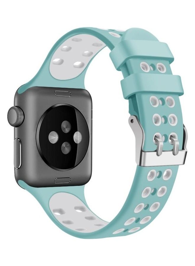 HuHa Two-colour Silicone Replacement Strap Band For Apple Watch Series 7/6/SE/5/4/3/2/1 38/40/41mm Green/White - Image 2