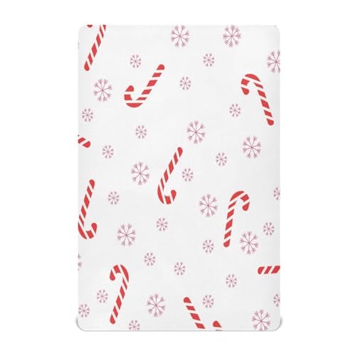 BOESI Crib Sheet Unisex Crib Sheet Soft and Comfortable for Standard Crib and Toddler Mattress Christmas Cane Candy - Image 1