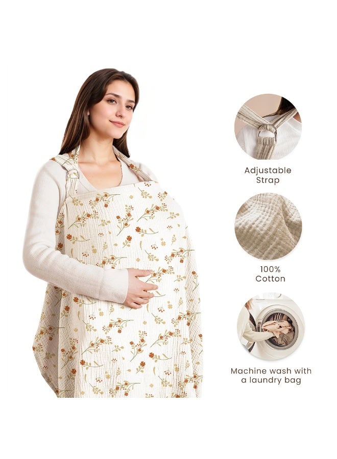 Premium Cotton Nursing Cover - Full Privacy Breastfeeding Apron for Moms - Breathable Baby Feeding Cover with Adjustable Strap - Multi-Use Stroller & Car Seat Canopy - Image 2