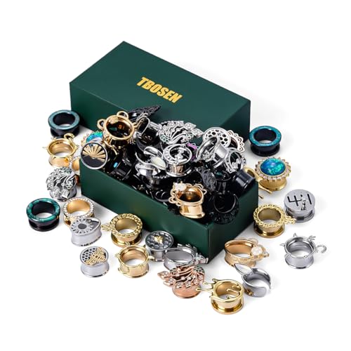 TBOSEN 10 Pairs Stainless Steel | Wood Random Colors Ear Gauges Tunnels Plugs Body Piercing Lucky Bag 2g-1 inch - Image 4