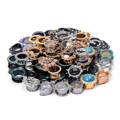 TBOSEN 10 Pairs Stainless Steel | Wood Random Colors Ear Gauges Tunnels Plugs Body Piercing Lucky Bag 2g-1 inch - Image 5
