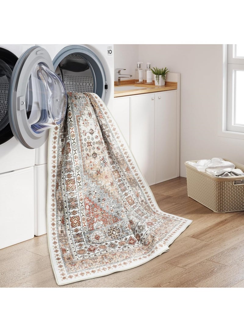 JINFANLI Ultra-Thin Washble Rug, Stain Resistant Anti Slip Backing Rugs, Vintage Home Decor Area Rug, for Bedroom, Dining Room, Home Office (200 * 300cm) - Image 5
