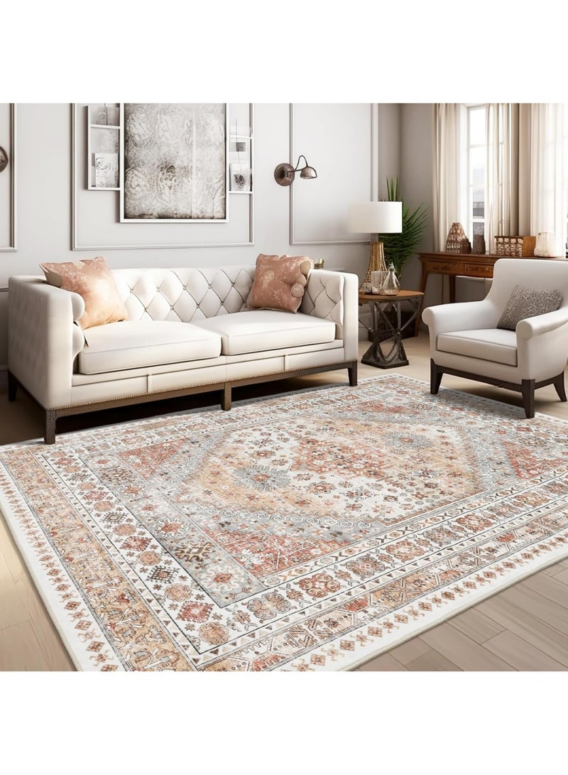 JINFANLI Ultra-Thin Washble Rug, Stain Resistant Anti Slip Backing Rugs, Vintage Home Decor Area Rug, for Bedroom, Dining Room, Home Office (200 * 300cm) - Image 4