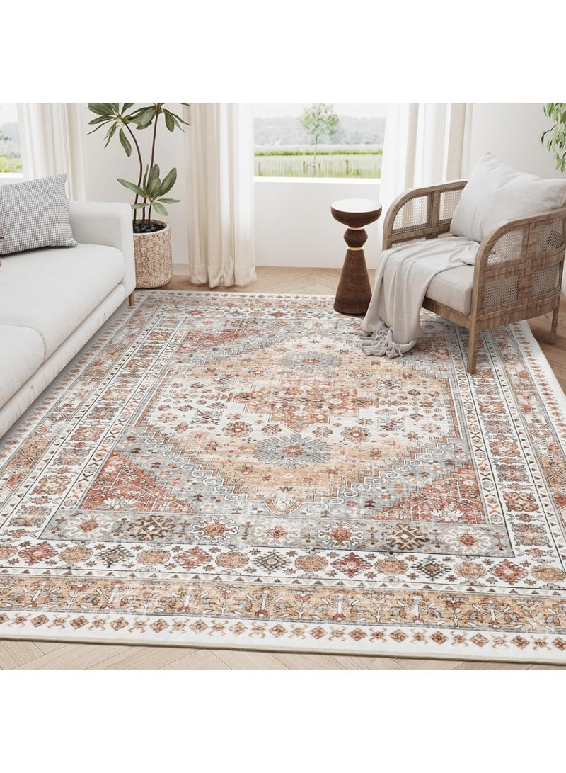 JINFANLI Ultra-Thin Washble Rug, Stain Resistant Anti Slip Backing Rugs, Vintage Home Decor Area Rug, for Bedroom, Dining Room, Home Office (200 * 300cm) - Image 1