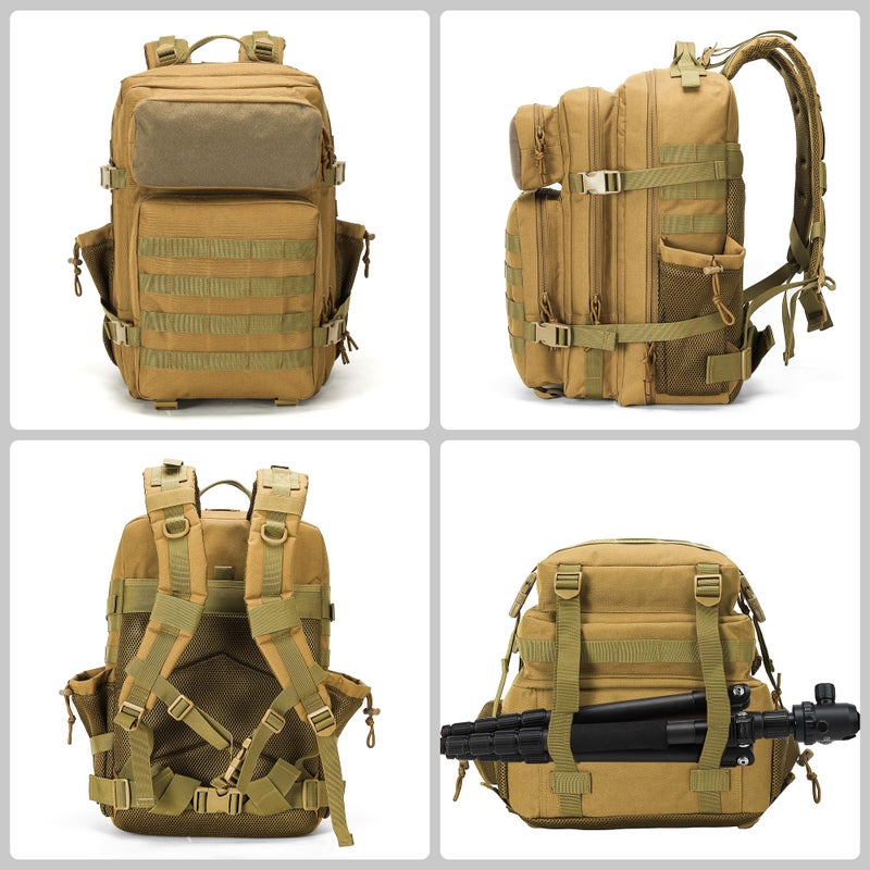 gracedon Tactical Backpack - Military Molle Bag 3 Days Pack for men and Women Large Assault Rucksack 45L (Khaki) - Image 5