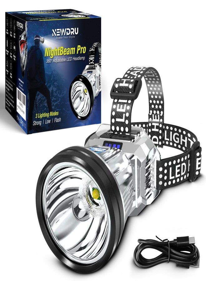 NEWDRU NightBeam Pro - 360° Adjustable LED Headlamp | Ultra-Bright, Rechargeable & Water-Resistant | 3 Light Modes for Camping, Hiking & Emergency Use - Image 1