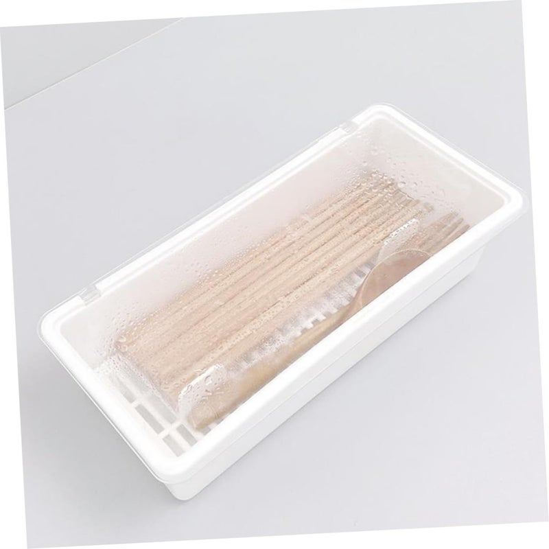 White Chopsticks Holder Box With Drainage Dining Table Accessory Silverware Organizer - Image 5